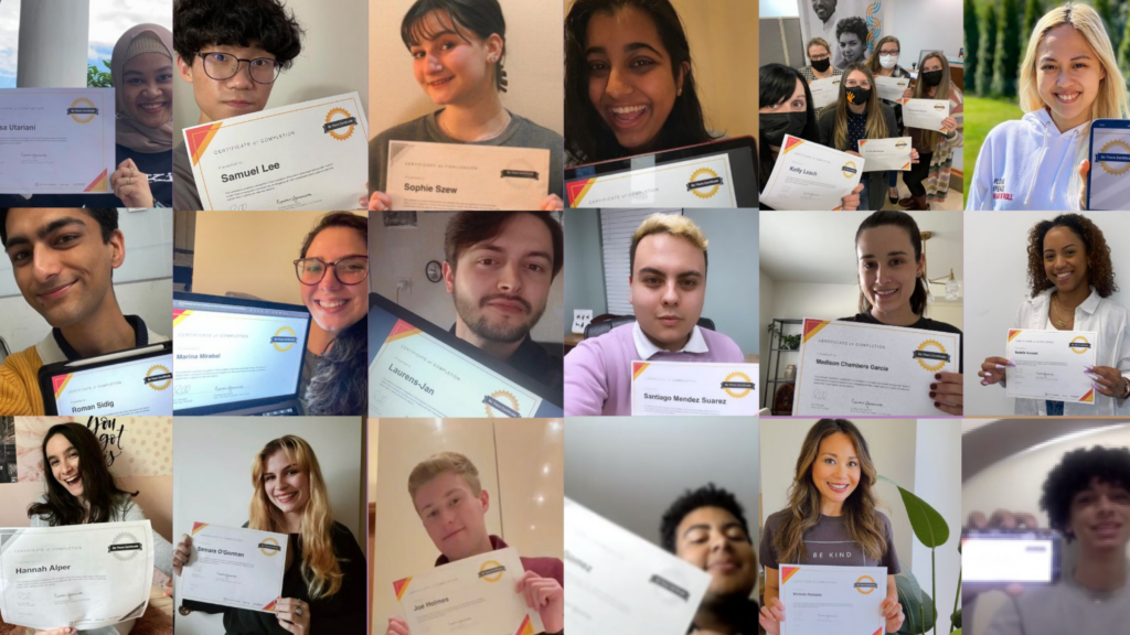 Collage of young people holding their #BeThereCertificate.